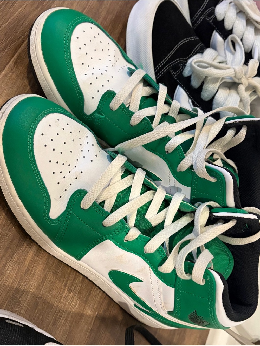 Nike Kids Green and White High-Top Sneakers